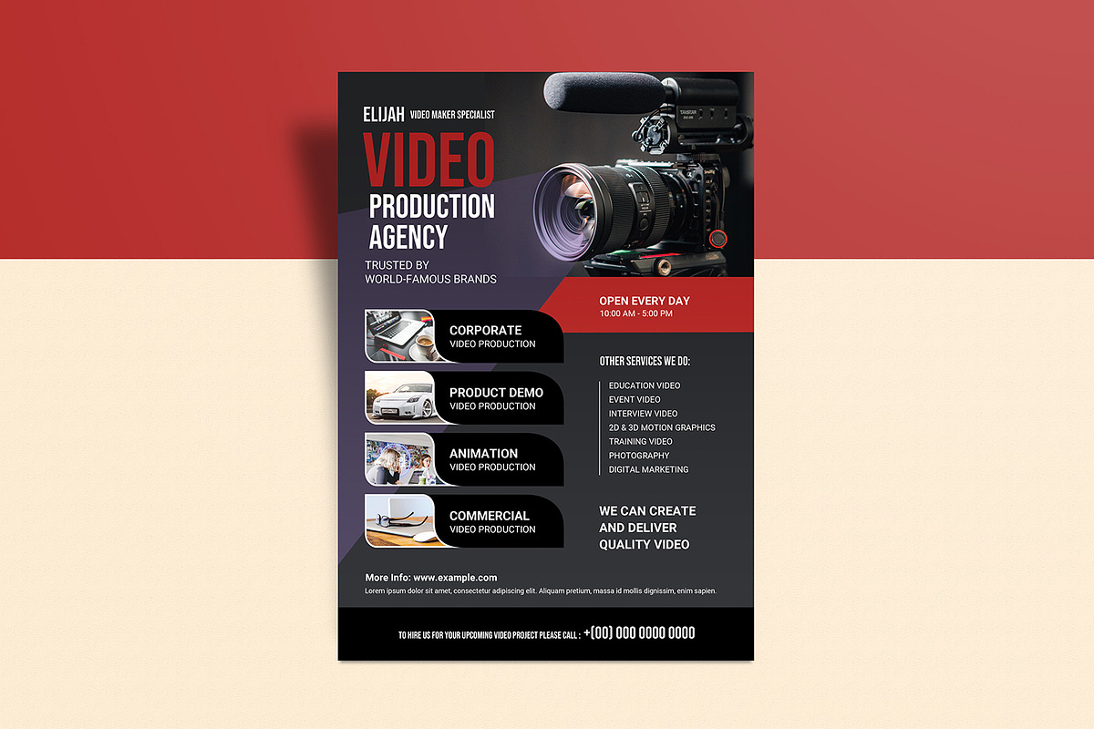 Video Production Agency Flyer, a Print Template by retrographix