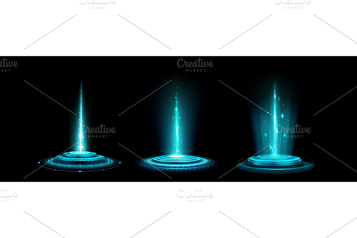 Futuristic AI portal with blue, an Illustration by art PVP - market