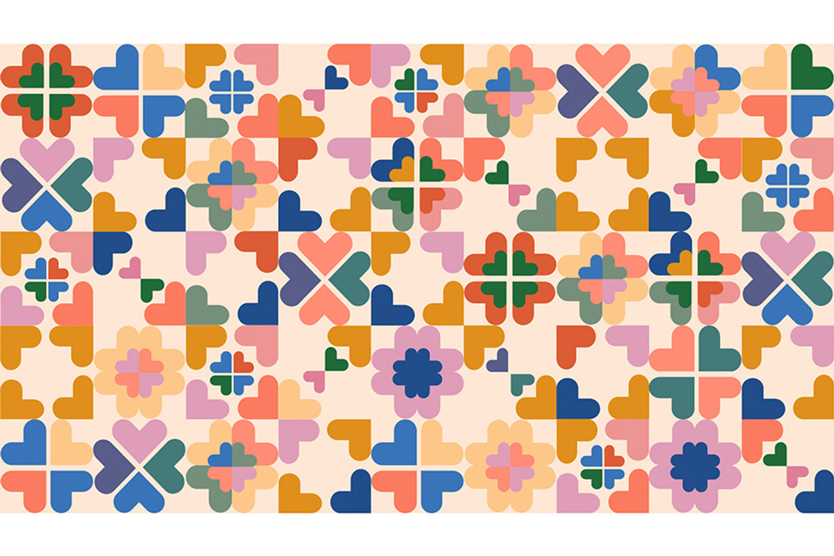 Colorful Bauhous Heart background, a Decorative Illustration by David Khelashvili