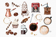 Watercolor Coffee Clipart Set, an Illustration by MiracleArtAndDesign (Thumbnail 2 of 4)