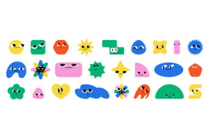 Cute funny faces with eyes and, an Illustration by art PVP - market