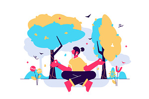 Forest bathing vector illustration