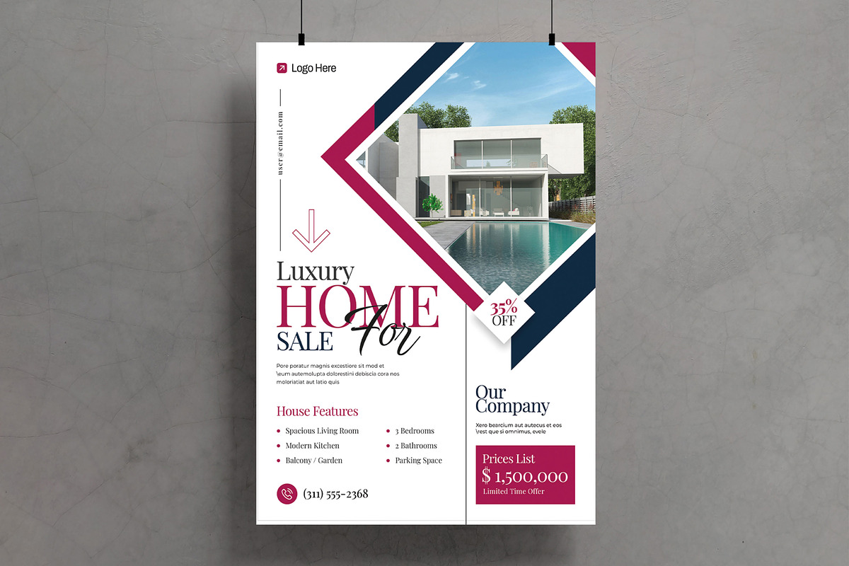 Luxury Home For Sale Flyer Template, a Flyer Template by MightyDesign (Photo 1 of 6)