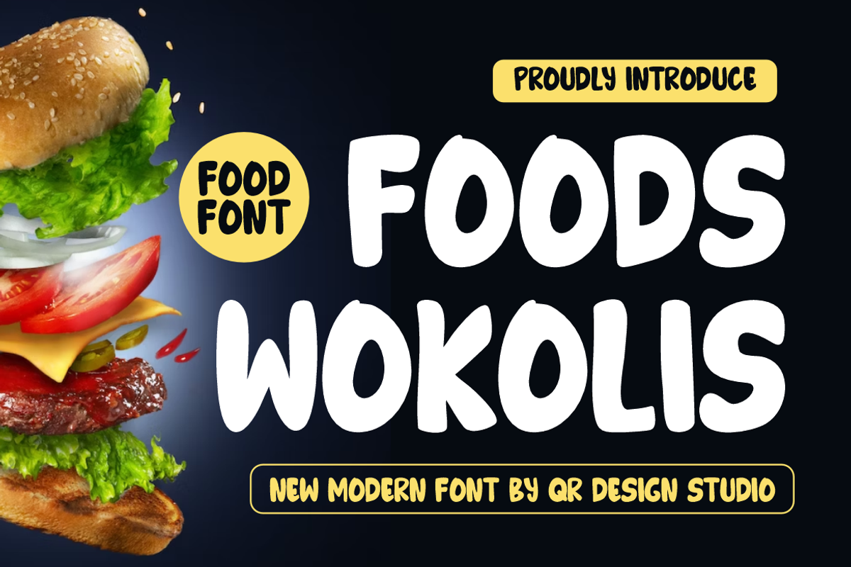 Foods Wokolis, a Handwritten Font by QR Design Studio (Photo 1 of 8)