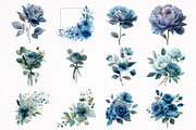 Watercolor Dusty Blue Floral Clipart, an Illustration by DreamArtGraphic (Thumbnail 3 of 8)