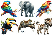 Safari Animals Watercolor Clipart, an Illustration by Pixels.Craft (Thumbnail 3 of 7)
