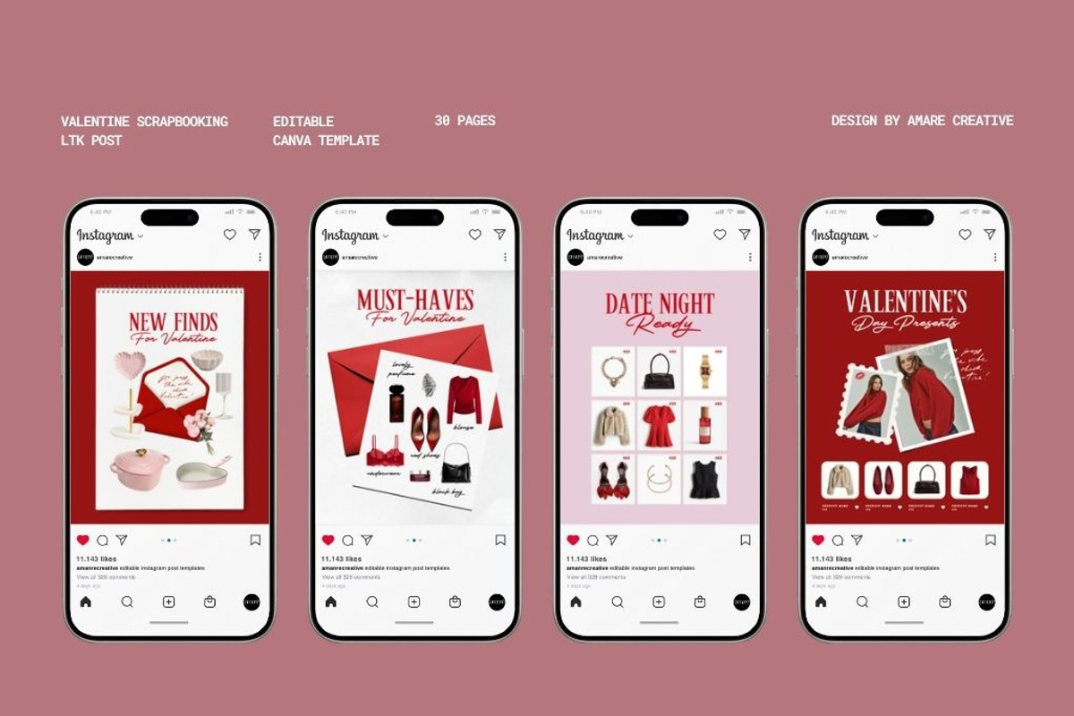 30 Valentine Instagram Post LTK, a Social Media Template by Amaré Creative (Photo 6 of 9)