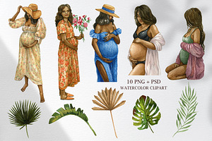 Watercolor Pregnancy Illustration