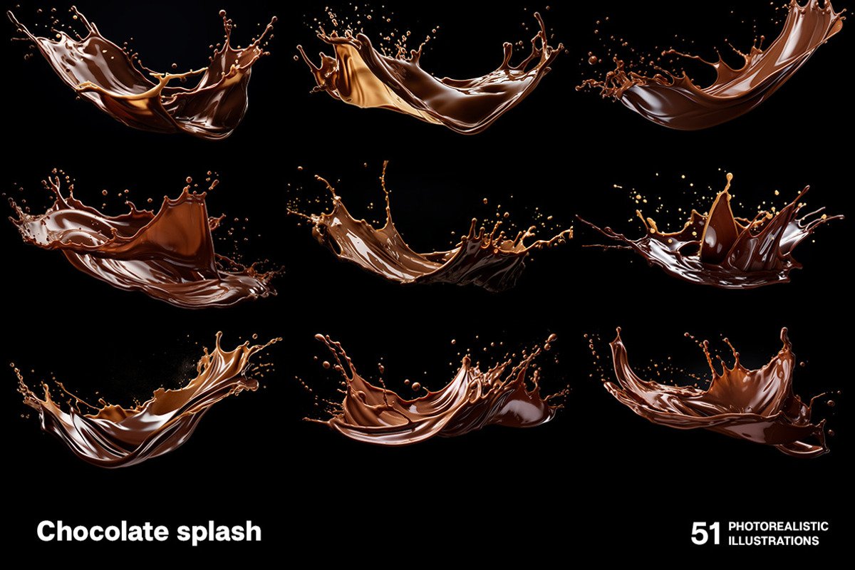 Chocolate splash. 51 images, a Food Illustration by Handmadefont (Photo 4 of 12)