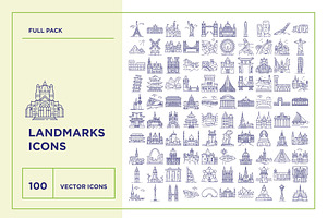 Landmarks Line Icon Set