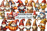 Watercolor Fall gnome Clipart, an Illustration by Rose Art (Thumbnail 1 of 8)