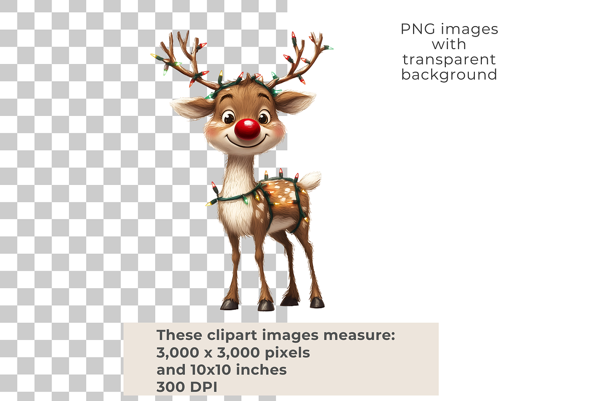 Quirky Reindeer Clipart, a Seasonal Illustration by EllyandLima (Photo 2 of 6)