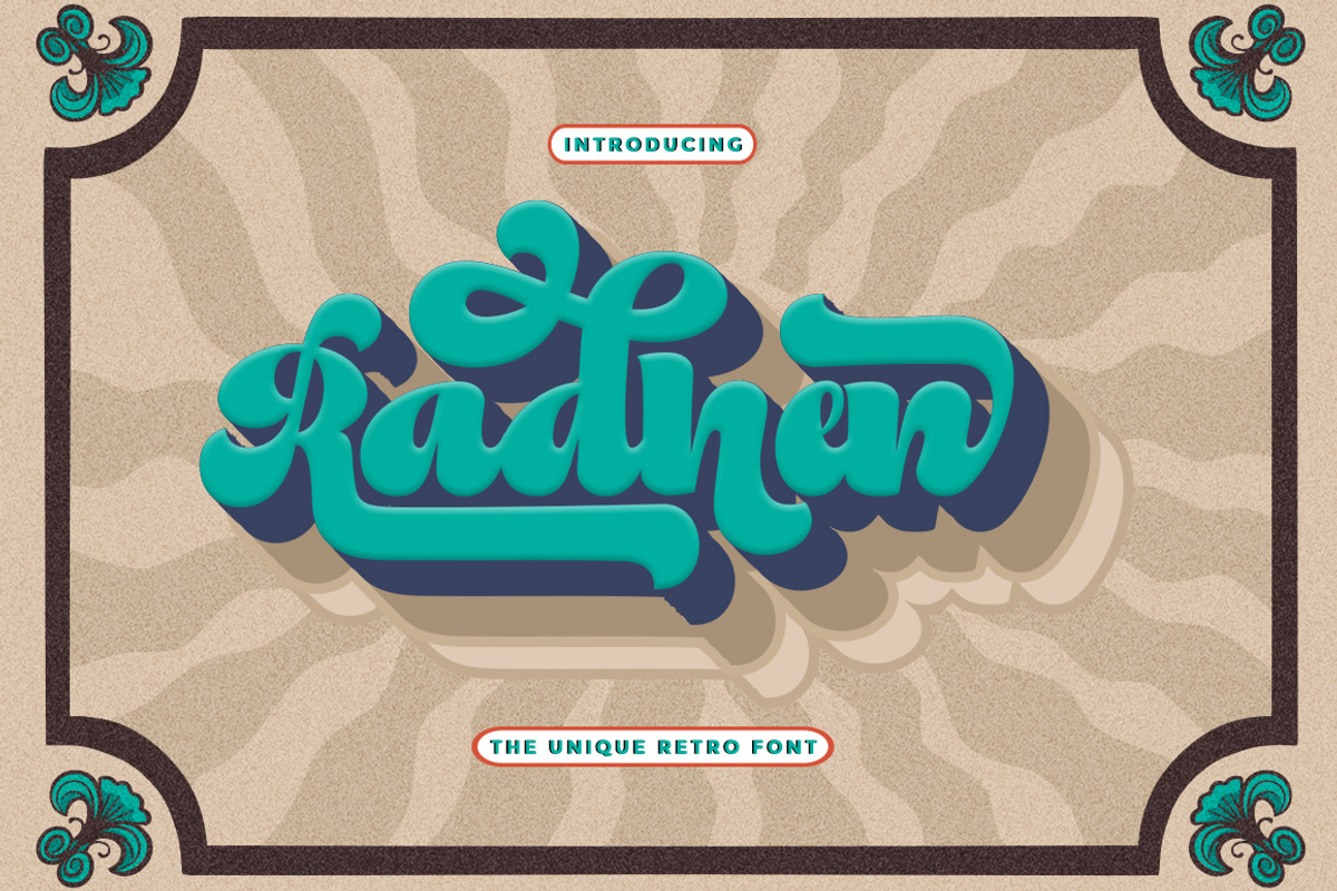 Vintage Retro Font - Radhen, a Script Font by Letter Fresh (Photo 1 of 9)