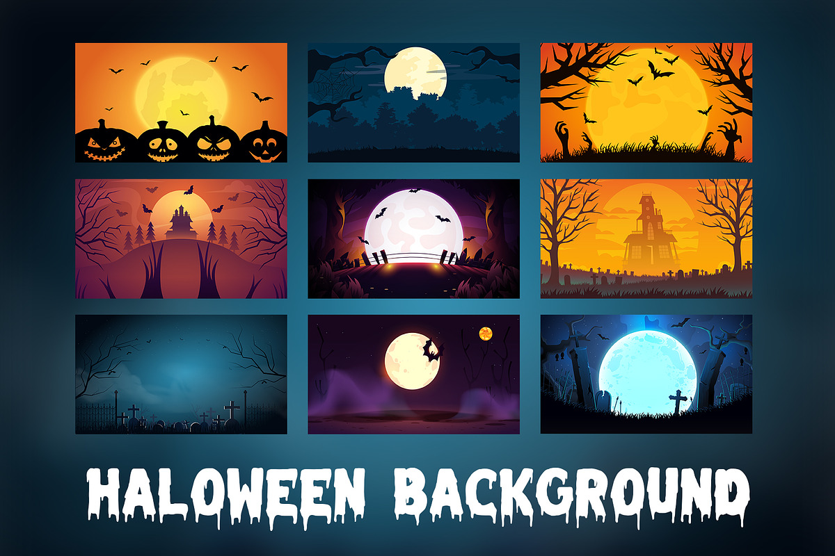 Halloween Horror Background Bundle | Creative Market