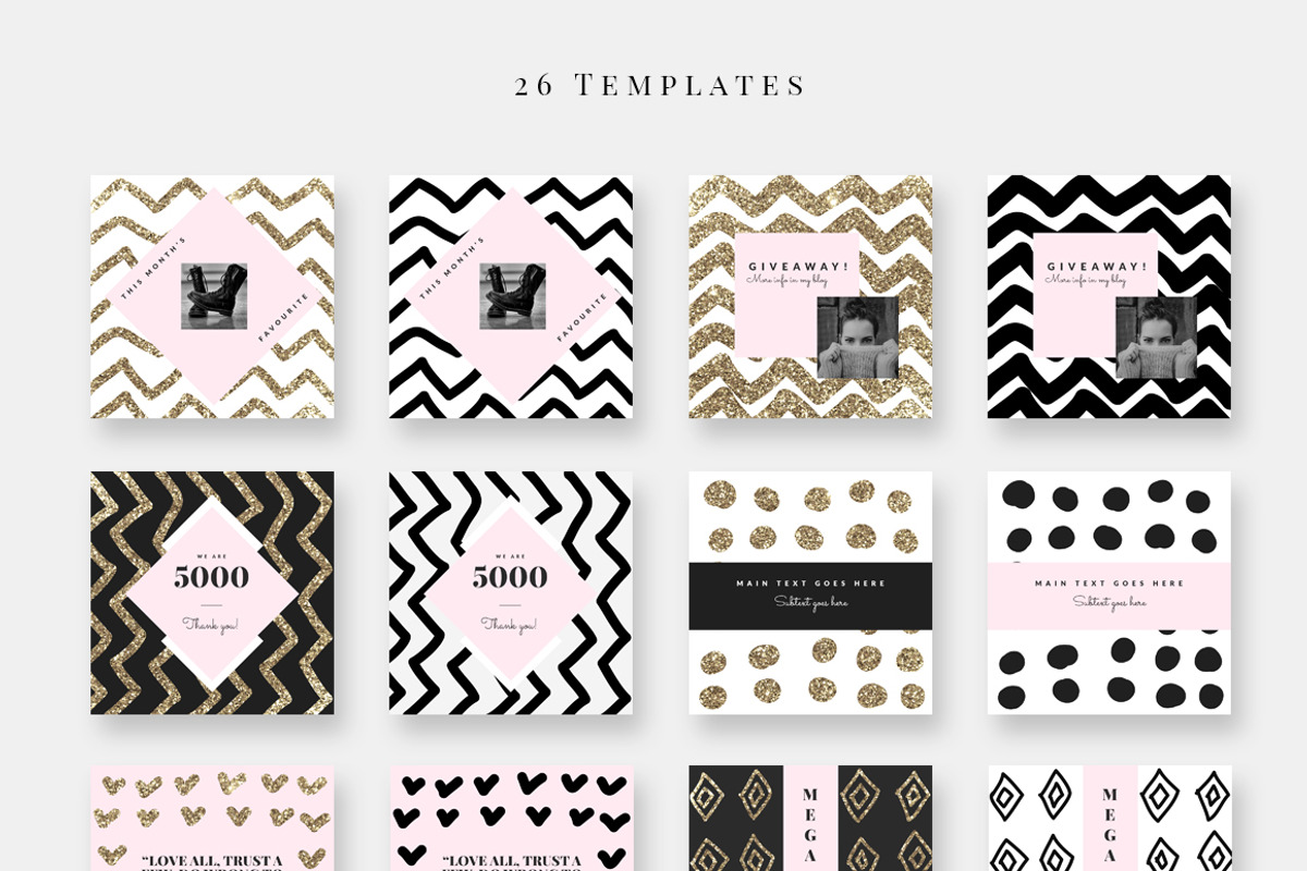 Instagram Pack - GOLD-ROSE GOLD-PINK, a Social Media Template by CreativeFolks (Photo 2 of 5)