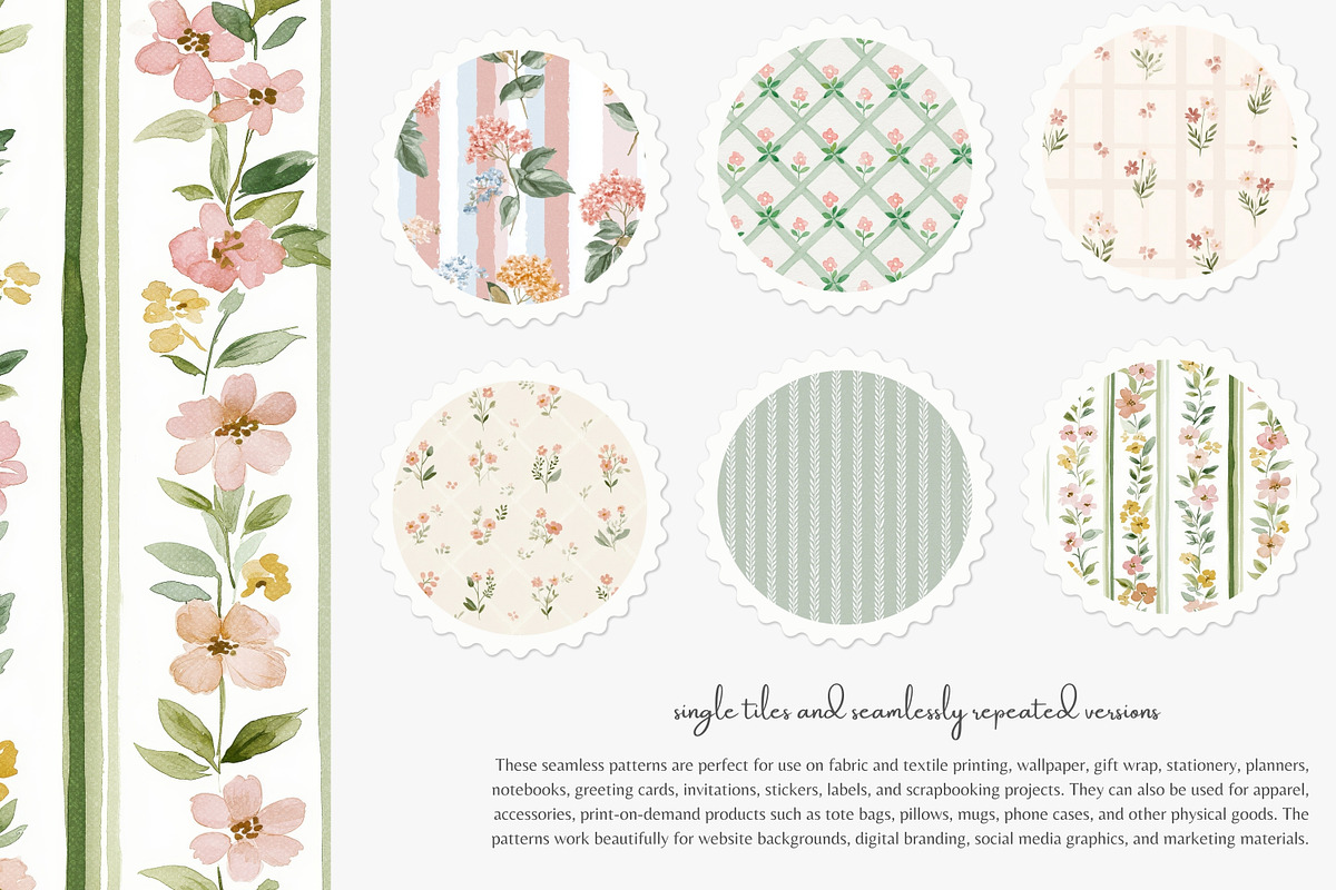 pastel floral seamless patterns set, a Pattern Graphic by Patishop Art (Photo 2 of 9)