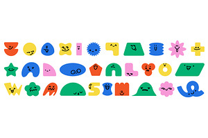 Cute funny faces with eyes and, an Illustration by art PVP - market