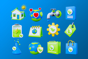 Ecology 3D Icons Pack