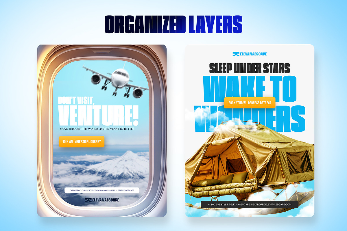 Travel Agency Social Media Kit, a Social Media Template by Carsindesign Templates (Photo 2 of 3)