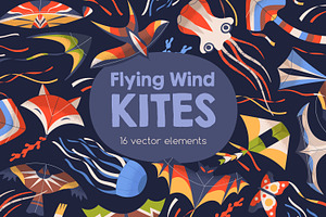 Flying wind kites set, an Animal Illustration by Good Studio