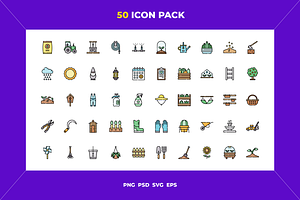 50 Gardening icons, an Outline Icon by Wencory