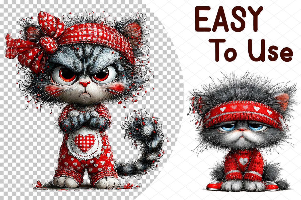 Valentine Grumpy Cat Clipart, an Illustration by cherrydesign (Photo 4 of 4)