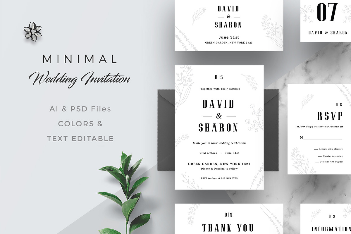 Minimal Wedding Invitation Suite, an Invitation Template by Creativestoree (Photo 1 of 5)