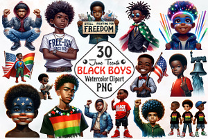 Juneteenth Black Boys PNG Clipart, an Illustration by RobertsArt
