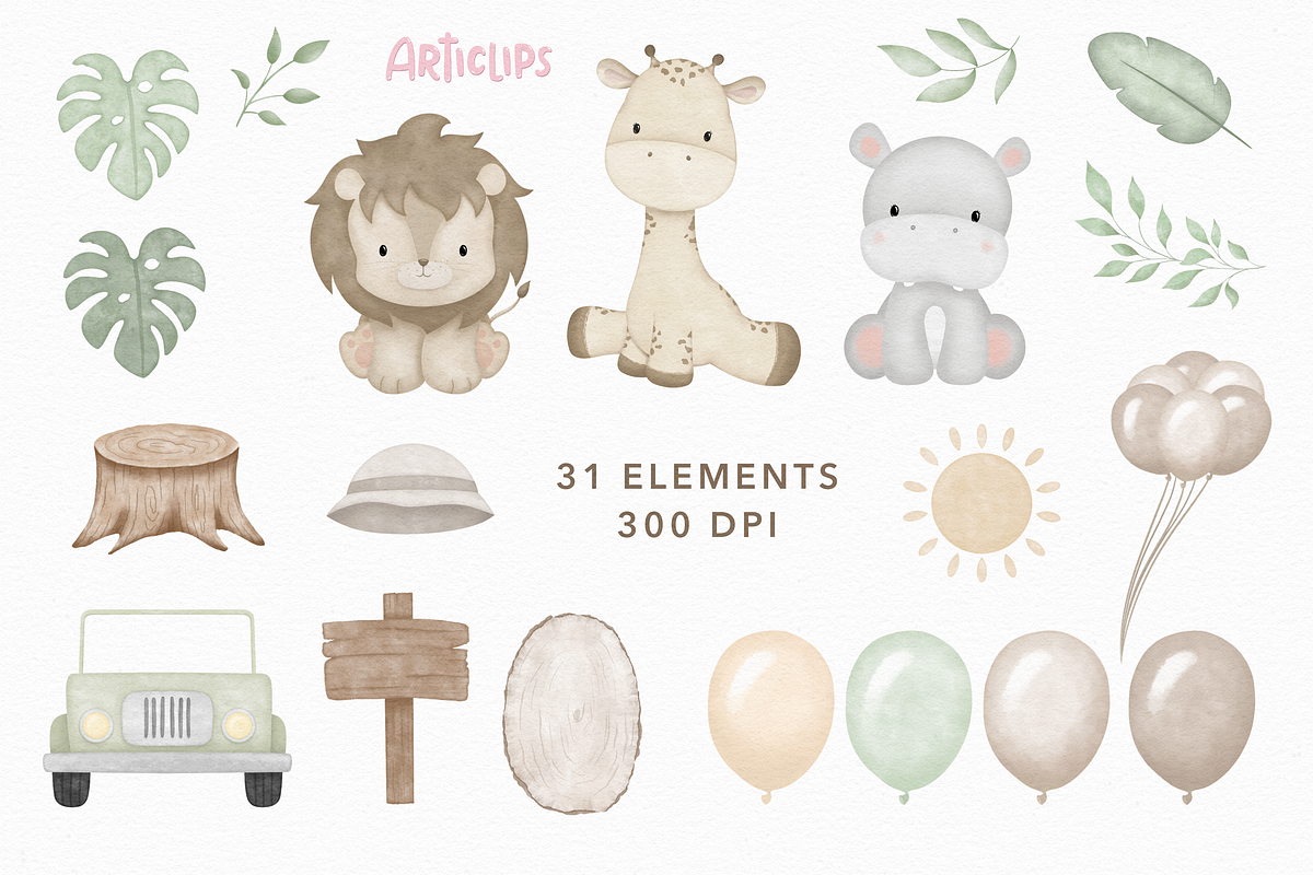 Jungle Safari Animals Clipart PNG, an Animal Illustration by Articlips (Photo 4 of 5)