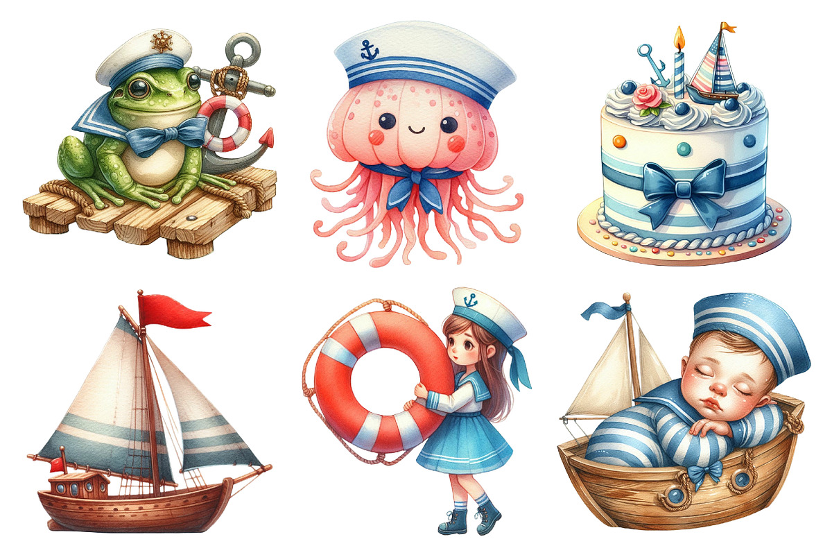 Cute Little Sailor Clipart, an Illustration by Daily.Designs (Photo 4 of 5)
