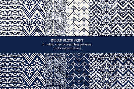Blue Indian Block Print: Chevron