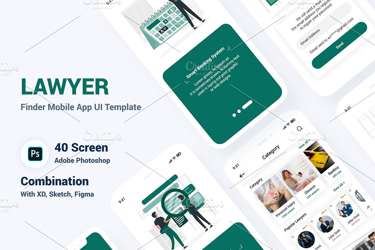 Lawyer Finder Mobile App UI Template, an UI Kit Template by RiveupDigital (Photo 1 of 8)
