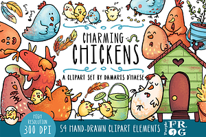 Charming Chickens - Digital Clipart