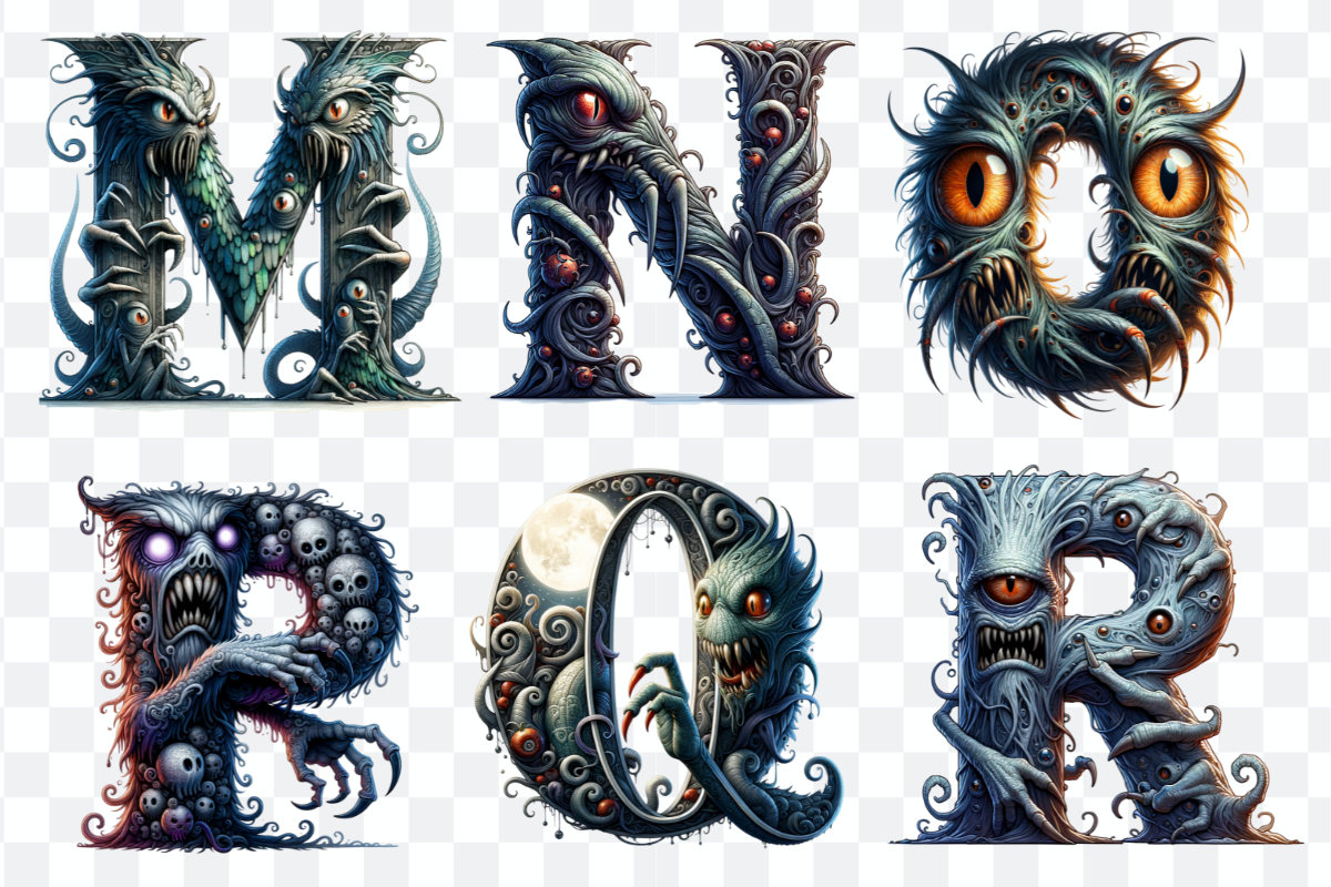 Monster Font Alphabet and Numbers, a Symbol Font by Bubble Pixel (Photo 5 of 8)