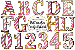 Candy Cane Alphabet Clipart, an Illustration by OK Design