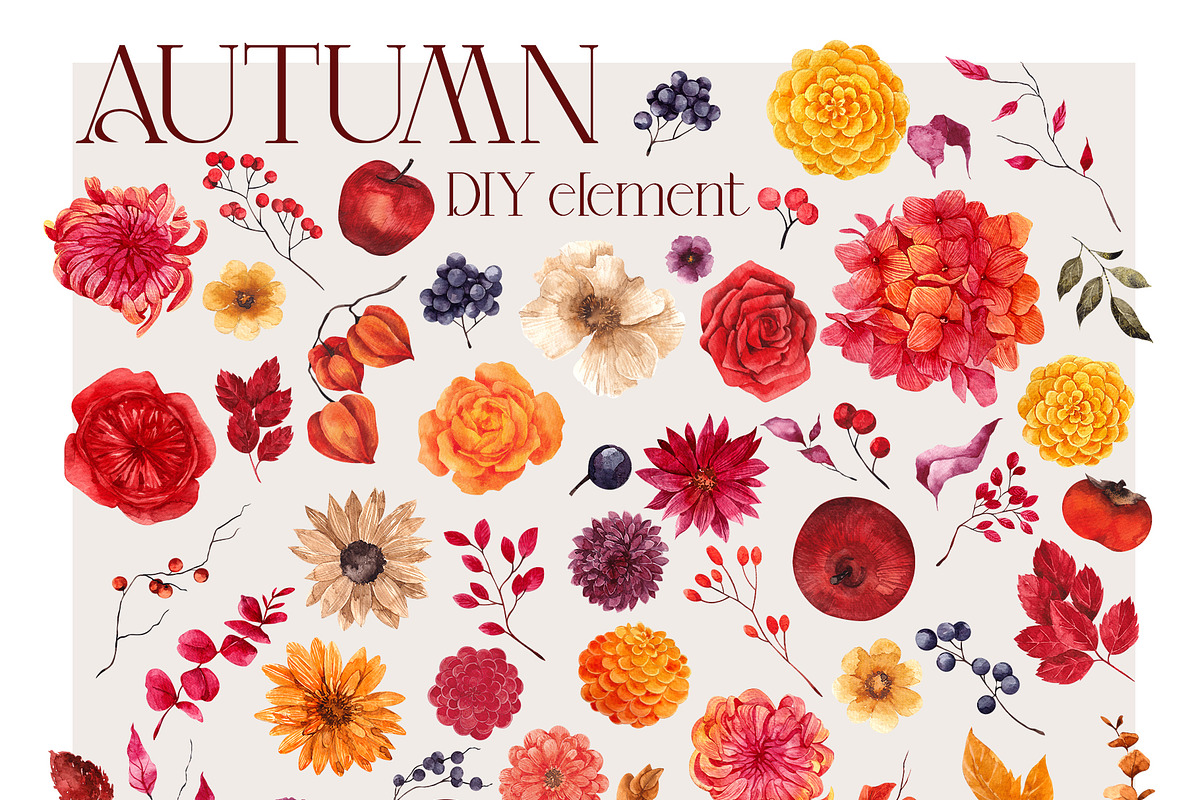AUTUMN. Hand draw watercolor, an Object Graphic by ma_i_vi (Photo 11 of 14)