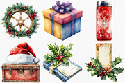 Watercolor Christmas Travel Clipart, an Illustration by Canvas Craft (Thumbnail 3 of 7)