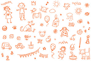 Doodle Child S Drawing Set Pattern