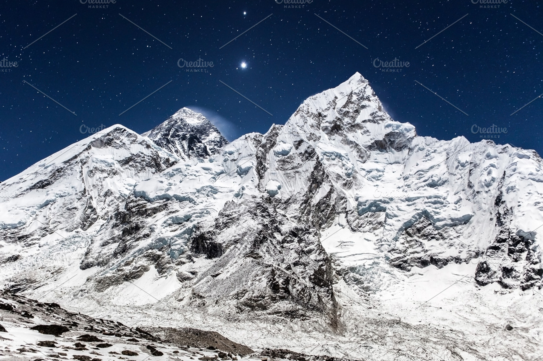 Mt. Everest at night, a Nature Photo by Eugene Ga