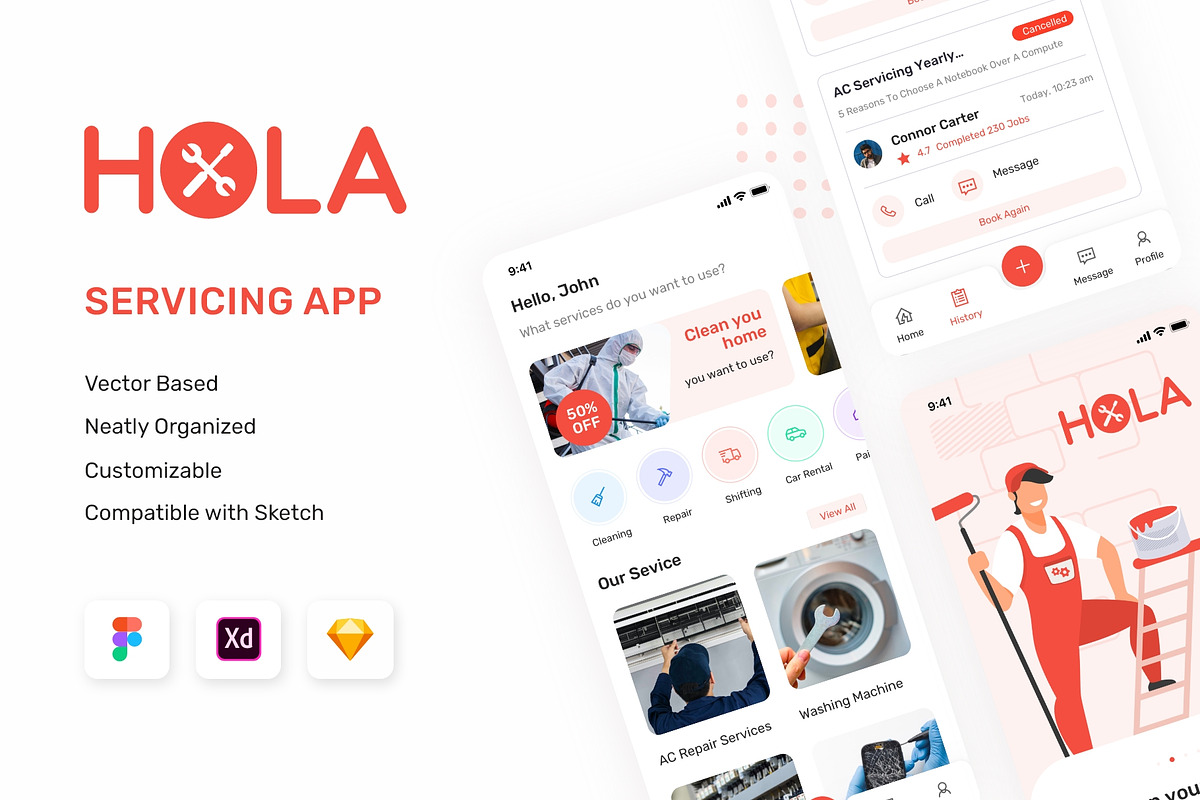 Hola Service UI kit, an UI Kit Template by Graphicalark (Photo 1 of 3)