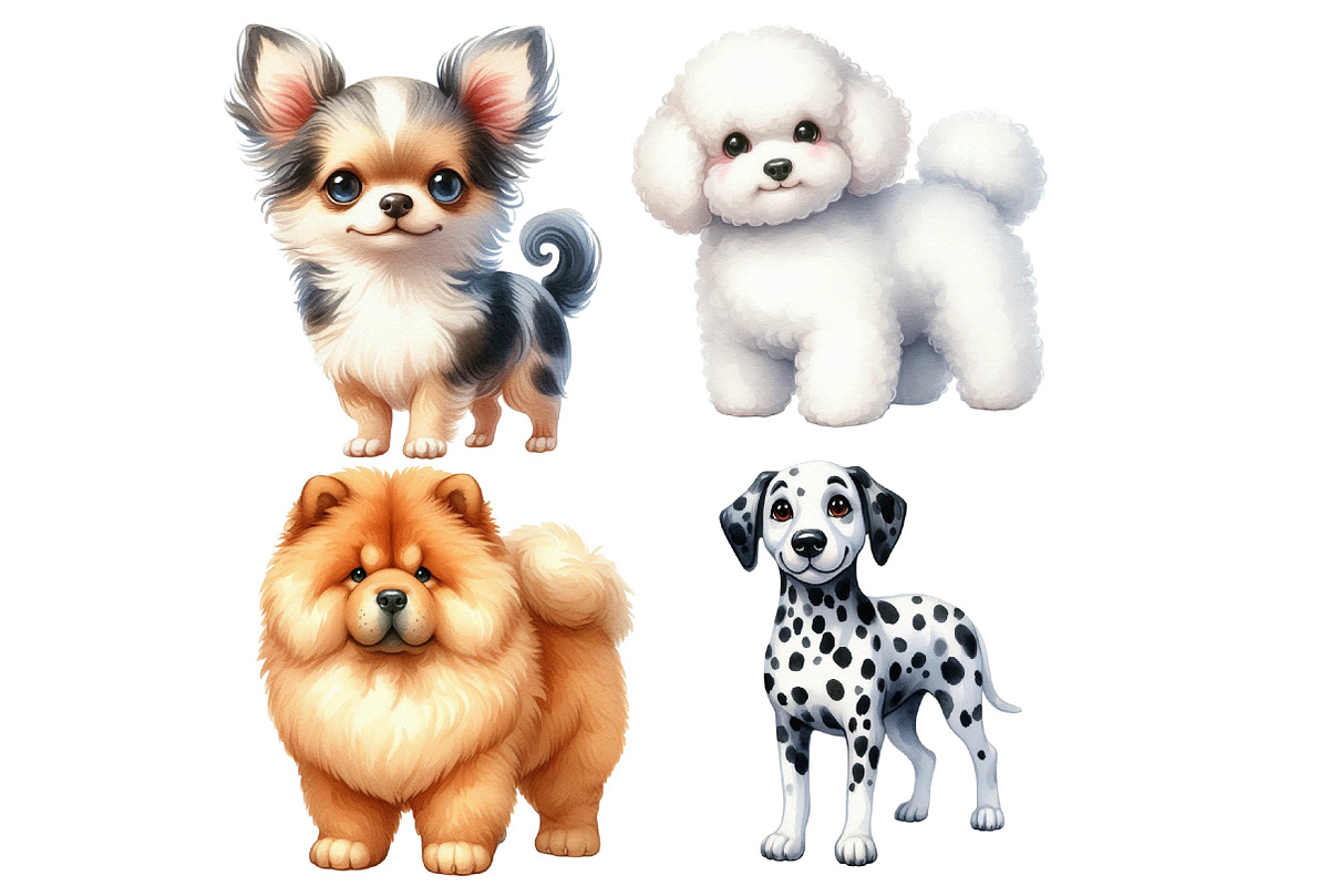 Watercolor Dogs Sublimation Bundle, an Illustration by Designworld (Photo 4 of 5)