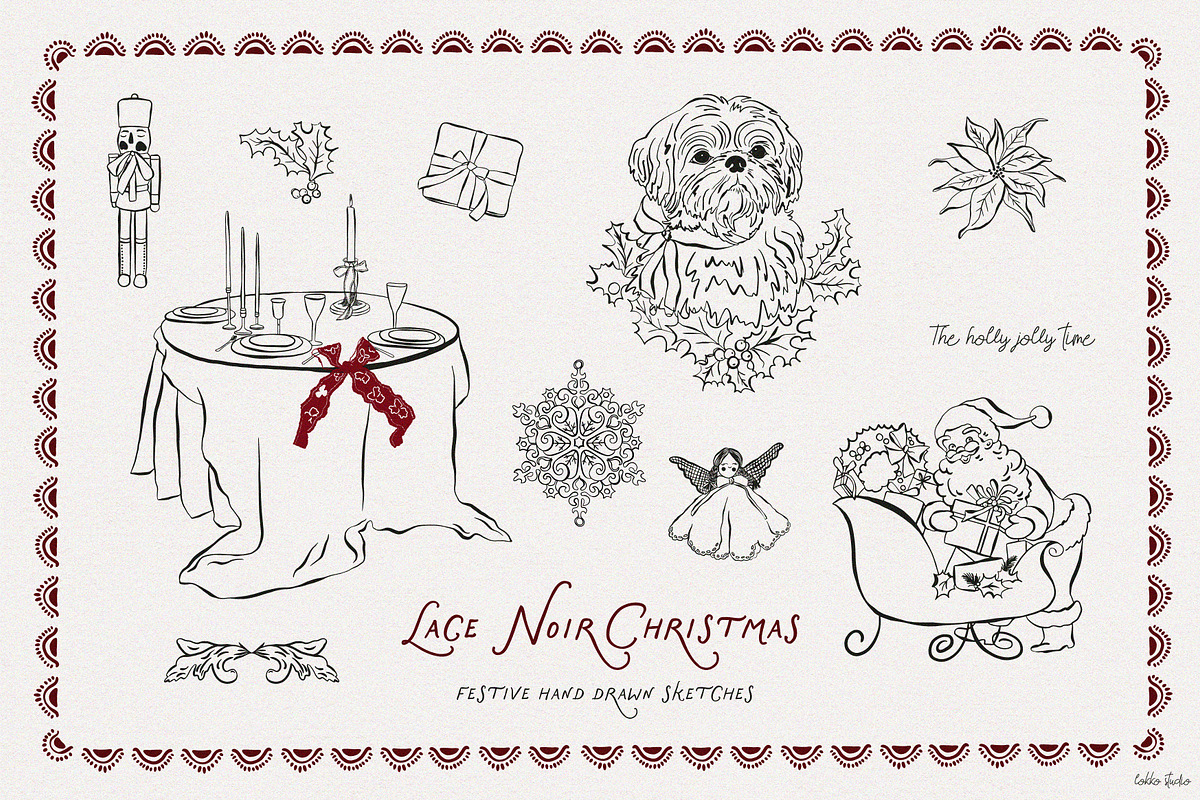 Lace Noir Christmas Collection, a Seasonal Illustration by lokko studio (Photo 4 of 13)