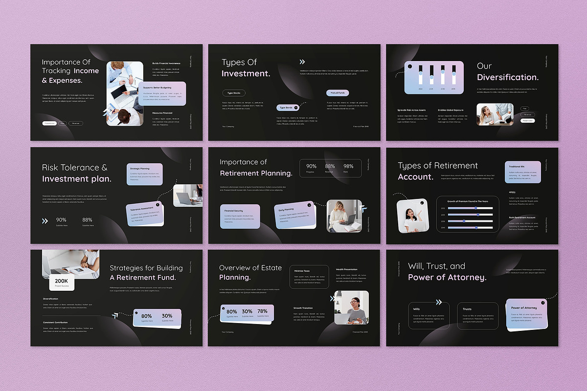 Black Financial Plan Google Slide, a Presentation Template by graphicook (Photo 3 of 4)