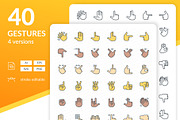 Hand Gestures Icons, an Outline Icon by Kalash (Thumbnail 1 of 3)
