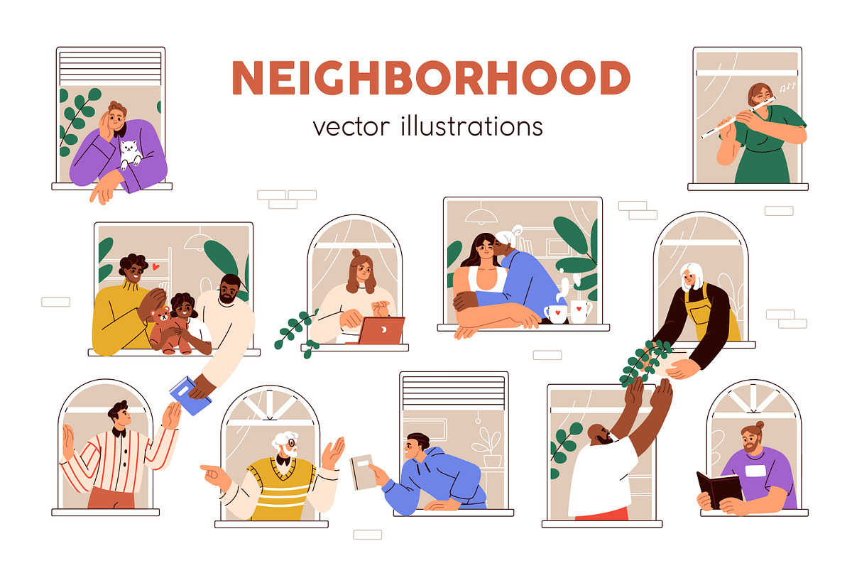 Neighbors and neighborhood concept, a Person Illustration by Good Studio