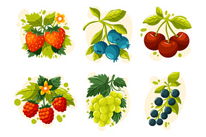 Cozy Berries Vector Set, a Food Illustration by Thkatefox