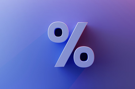Percent sign on blue background