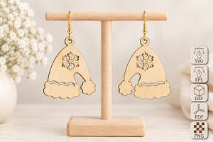 Christmas Santa Hat Earrings SVG