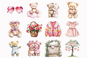 Watercolor Romantic Teddy Bears Clip, a Seasonal Illustration by Design Market (Thumbnail 3 of 5)