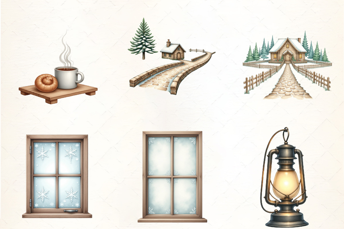 Rustic Cottagecore Winter Clipart, an Illustration by CrexoraLab (Photo 3 of 5)